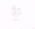 Unused animation sketch of Luigi holding Baby Yoshi. (This would have been used when Luigi asked Baby Yoshi if he was hungry. He would reach into his pocket to get something to give to Baby Yoshi.)