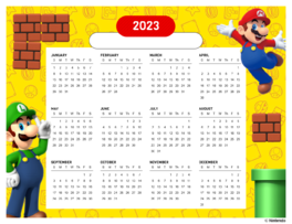 Mario and Luigi - Yellow background with brick and green warp pipe items
