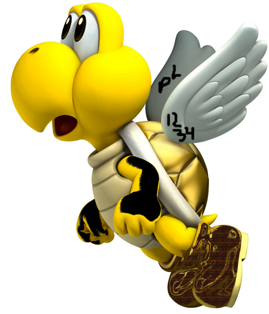 A (strange) mix between Lemmy Koopa and a Koopa Paratroopa. An image made for User:ParaLemmy1234.
