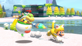 Cat Mario and Bowser Jr. running near Fort Flaptrap
