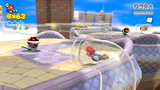 Mario going through a Clear Pipe.