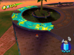 A Blue Coin in Sirena Beach in the game Super Mario Sunshine.