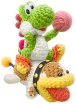 Yoshi and Poochy from Yoshi's Woolly World.