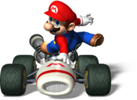 Mario on his B Dasher from Mario Kart DS