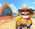 The course icon of the R variant with Wario (Cowboy)