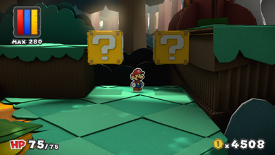 Seventh and eighth ? Blocks in Mondo Woods of Paper Mario: Color Splash.
