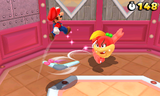 Mario battling Pom Pom in World 4-Airship