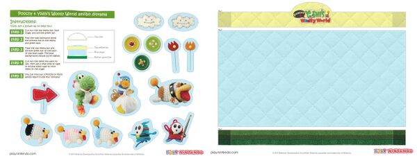 Printable sheets for a Poochy & Yoshi's Woolly World display holder for amiibo figures