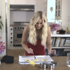 Thumbnail of a printable recipe for Super Star cookies. The image is a still from this video, featuring actress Olivia Holt preparing the recipe.