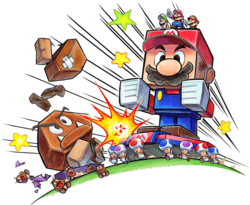 Papercraft Mario battle