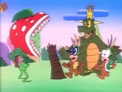 Hip, Hop, and King Koopa meet their match with a giant Piranha Plant.