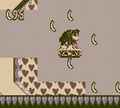 Donkey Kong rides a platform in a wide area