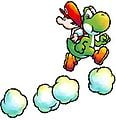 Yoshi walking on the Stylus-made clouds