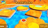 Yoshi Lake second hole in the game Mario Golf: World Tour.