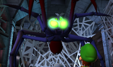 The possessed spider queen scaring Luigi in the Cellar.