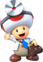 Artwork of Dr. Toad from Dr. Mario World