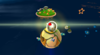 The "Geo Planet" from Super Mario Galaxy. This image shows all of the planet's features without Mario or the Dino Piranha trampling all over it. Grass, gravel, and an egg.