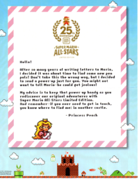 Letter from Princess Peach in the 25th Anniversary Super Mario All-Stars