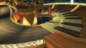 A view of Music Park, a retro course in Mario Kart 8.