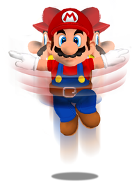 Artwork of Mario doing a Spin Jump in Super Mario Sunshine