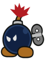 Giant Bob-omb about to explode sprite from Paper Mario: Color Splash