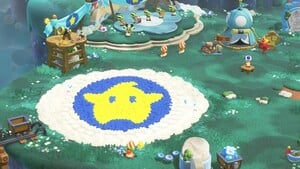 The decorations for Camp Central after using a Rosalina and Luma amiibo in Super Mario Bros. Wonder – Nintendo Switch 2 Edition + Meetup in Bellabel Park