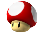 Artwork of a Super Mushroom from Super Smash Bros. Brawl.