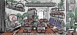 Sketch of a shoe store in Toad Town