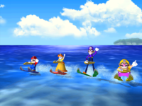 The ending sequence of Water Ski Spree from Mario Party 8