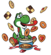 Yoshi with a lot of cookies