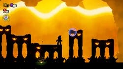 Wonder Bowser Jr.'s silhouette Wonder Effect in Deep Magma Bog Palace