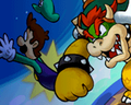 Bowser punching Luigi.