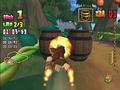 Donkey Kong punches at some barrels