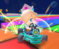 Thumbnail of the Pauline Cup challenge from the 2021 Cat Tour; a Time Trial challenge set on RMX Rainbow Road 1 (reused as the Hammer Bro Cup's bonus challenge in the Mii Tour)