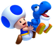 Artwork of Blue Toad with a Bubble Baby Yoshi in New Super Mario Bros. U