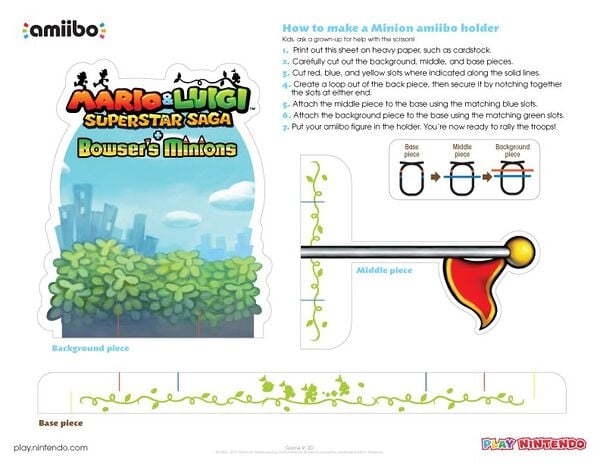 Printable sheet for a Mario & Luigi: Superstar Saga + Bowser's Minions amiibo holder