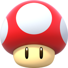 Artwork of a Dash Mushroom in Super Mario Party. Also used for Super Mushroom in Super Mario Bros. Wonder, and Mushroom for Super Mario Party Jamboree and as a profile icon for the Nintendo Switch since version 20.0.0.