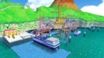 A screenshot of Ricco Harbor from Super Mario Sunshine.