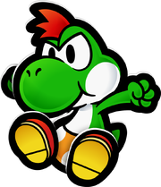 Yoshi Kid in Paper Mario: The Thousand-Year Door (Nintendo Switch).