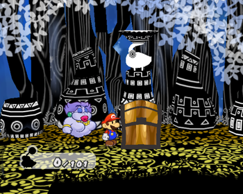 Third treasure chest in The Great Tree of Paper Mario: The Thousand-Year Door.