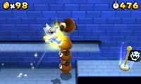 White Kitsune Luigi defeating a Goomba Tower in Super Mario 3D Land