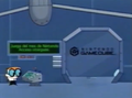 Dexter about to unlock a door in his lab; it has the Nintendo GameCube's logo.