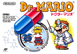 Japanese box art for Dr. Mario on the Family Computer
