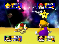 Wario obtaining a Star on Eternal Star in Mario Party