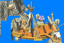 A view of Gangplank Galleon from the Game Boy Advance version of Donkey Kong Country 2: Diddy's Kong Quest