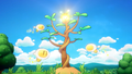 The Uni-Tree sapling (with Sprite Bulbs around it) in the ending