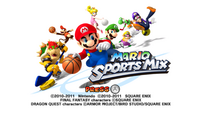 The game's title screen with all of the characters playing sports
