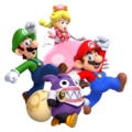 Mario, Luigi, Nabbit, and Peachette