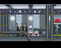 An X-Naut in the sublevel 2 corridor during the Peach intermission after Chapter 3.