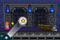 Princess Peach and Twink in a battle in Bowser's Castle from Paper Mario